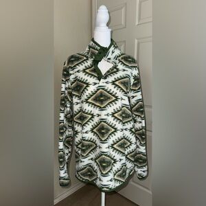 Massive Outdoor Men’s Pullover Fleece Aztec 1/4 Snap Button Shirt Jacket Size S